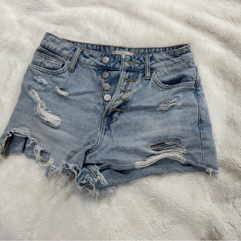 Altar'd State Blue Distressed Jean Shorts
